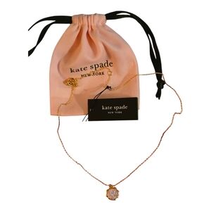 Kate Spade Gold Necklace with Pink Accent With Dustbag-NWT